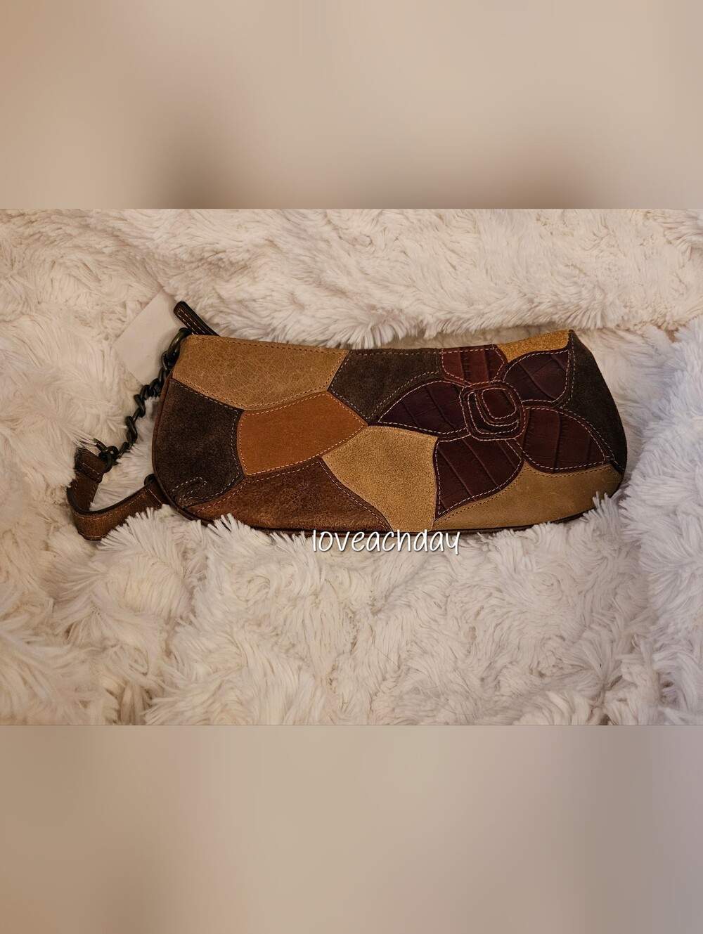 Fossil🗝 Patchwork Leather & Suede Floral Wristlet - Vintage